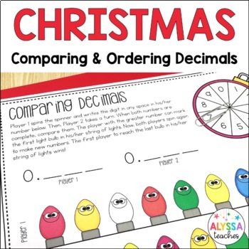 Preview of Christmas Comparing and Ordering Decimals Activities