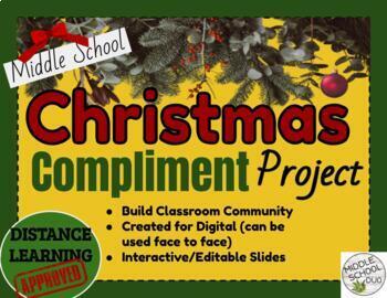 Preview of Christmas Compliment Project: Middle School ELA Distant Learning December 