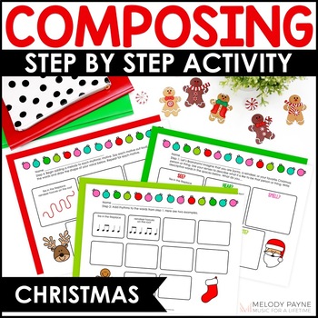 Preview of Christmas Composing Guided Music Composition Activity and Worksheets for Piano