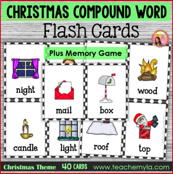 Preview of Christmas Compound Word Flash Cards