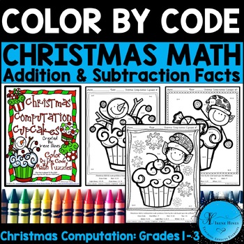 Preview of Christmas Math Color By Number Code Addition & Subtraction Coloring Pages