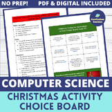 Christmas Computer Science Activity Choice Board for Middl