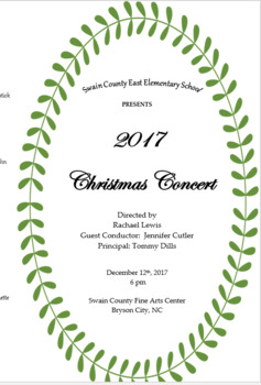 Preview of Christmas Concert Program, Editable, snowflakes- 180 names
