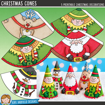 Preview of Christmas Decoration Craft - Christmas Cones (pre-coloured version)