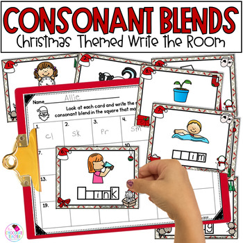 Preview of Consonant Blends - Phonics - Christmas Write the Room