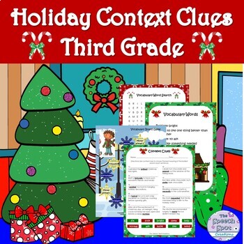 Preview of Holiday Elementary Tier 2 Vocabulary Context Clues Activities (Grade 3)