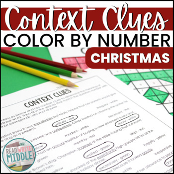 Preview of Christmas Context Clues Color By Number