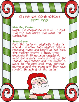 Christmas Contractions- 2 games/ centers included by GoTeach2nd | TpT