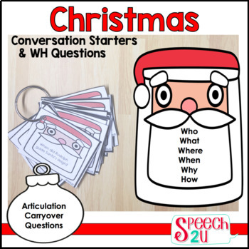 Preview of WH Questions and Conversation Prompts: Christmas, Speech therapy