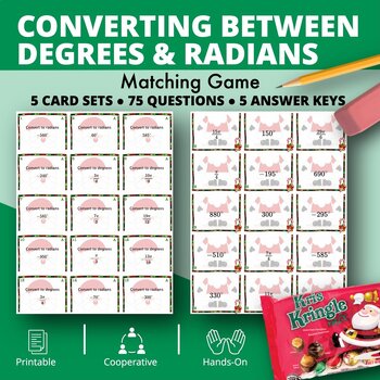 Preview of Christmas: Converting Between Degrees and Radians Matching Games