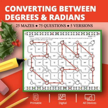 Preview of Christmas: Converting Between Degrees and Radians Maze Activity