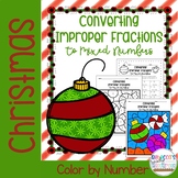 Christmas Converting Improper Fractions to Mixed Numbers C