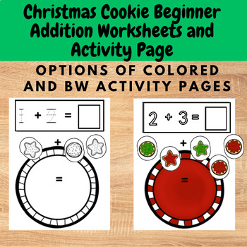 Preview of Christmas Cookie Adding to 20 Math Worksheets - hands on adding cookies activity