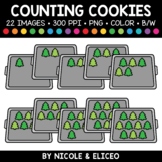 Christmas Tree Cookie Counting Clipart + FREE Blacklines -