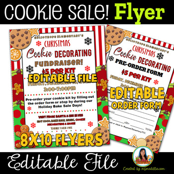Preview of Christmas Cookie Decoration Flyer & Order Form - Editable PTA, PTO, Fundraiser
