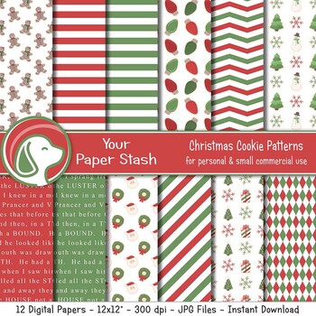 Christmas Cookie Digital Scrapbook Papers and Backgrounds by Your Paper ...