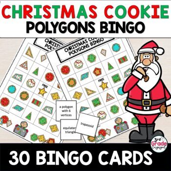 Preview of Christmas Cookie Classifying Polygons Geometry Math Bingo Game Activity