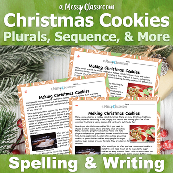 Preview of Christmas Cookie Sequence and Pluralizing Uncountable Nouns 2nd Grade Lesson