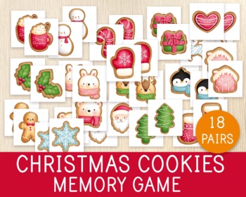Preview of Christmas Cookies Memory Game, Matching Activity, Christmas Party, Quiet Time