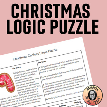 Preview of Christmas Cookies Winter Holiday Logic Puzzle Critical Thinking Brainteaser