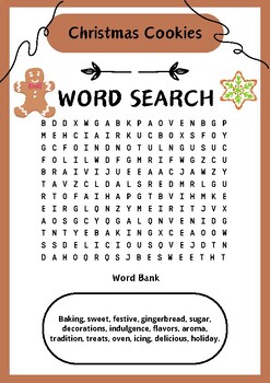 Christmas Cookies Word Search Activity Worksheet - Printable by LONA ...