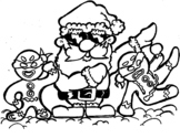 Christmas Cool Santa and Ninja Gingerbread Men Coloring Page