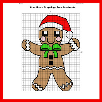 Christmas Coordinate Plane Graphing Picture: Gingerbread Man | TPT