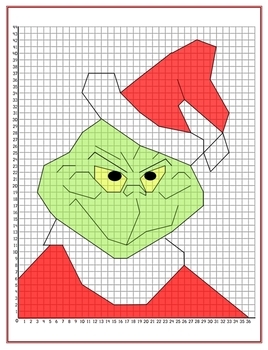 Christmas Math Coordinate Grid Picture 2 Versions 1st Quadrant or all 4