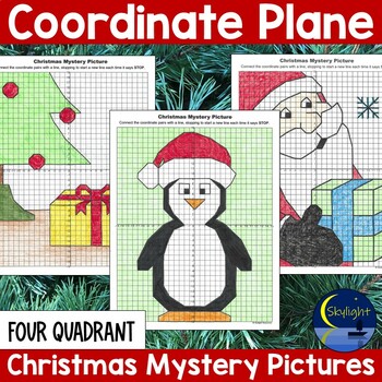 Preview of Christmas Coordinate Plane Mystery Graphing Pictures Four Quadrant Math
