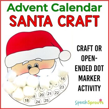 Preview of Advent Calendar Santa Craft Christmas Speech Therapy Activity