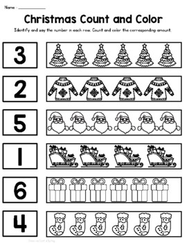 Christmas Count and Color (Black and White) - Preschool | PreK ...