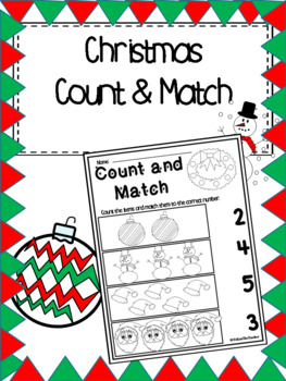 Preview of Christmas Count and Match Worksheets Pack PreK