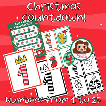 Preview of Christmas Countdown Flashcards Numbers 1-25  {By Teaching Tutifruti}