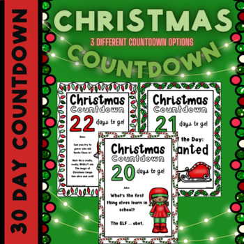 Preview of Christmas Countdown Posters 30 Days of Christmas Display Facts and Activities