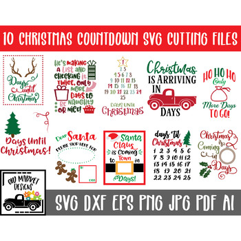 Christmas Countdown Svg Cut File Bundle 10 Countdown Calendars By Oldmarket