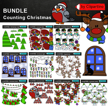 Preview of Christmas Counting Clip Art Bundle/ Math Clip Art/ Commercial use