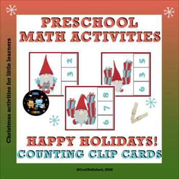 Preview of Christmas Counting Clip Cards for Preschool