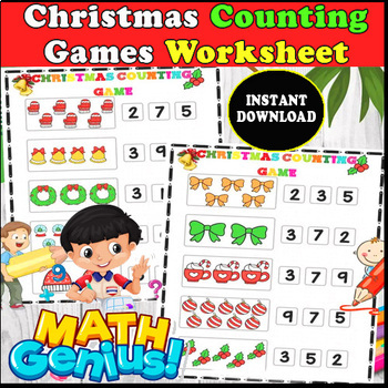 Preview of Christmas Counting Games Worksheets Numbers Math Games and Worksheets