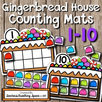 Preview of Christmas Counting Mats 1-10 | Gingerbread House Counting Mats w/ GOOGLE SLIDES