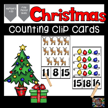 Preview of Christmas Count and Clip Number Cards