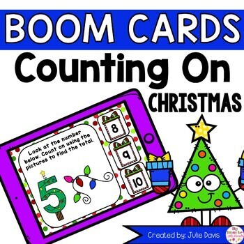 Preview of Christmas Counting On Addition Digital Game Boom Task Cards