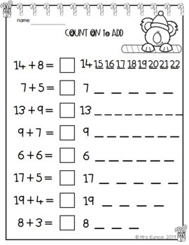 Christmas Counting On Worksheets | Winter Addition and Subtraction ...