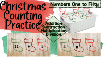 Preview of Christmas Counting Practice Cards - One to Fifty