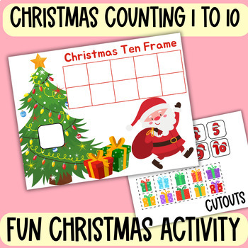 Preview of Christmas Counting,Ten Frame Counting For Preschool,1 to 10 Counting prek