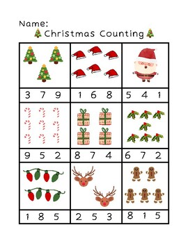 Christmas Counting Worksheet by All Around Preschool | TPT