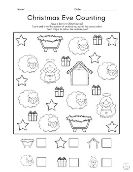 Preview of Christmas Counting Worksheet *Religious* *Catholic* *Christian*