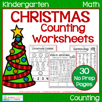 Christmas Counting Worksheets for Kindergarten by A Wellspring of ...