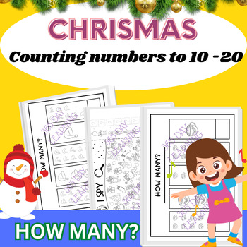Preview of Christmas Counting to 10 - 20, How many? Count and Write Worksheets