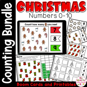 Preview of Christmas Counting Objects to 10 - December Worksheets Numbers Activity Bundle