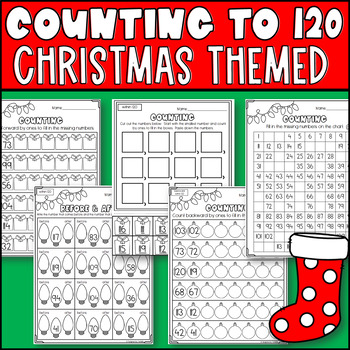 Preview of Christmas Counting to 120 Worksheets: Counting Forward and Backward